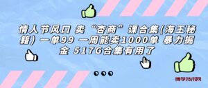 情人节风口 卖“杏商”课合集(海王秘籍) 一单99 一周能卖1000单 暴…-博学技术网