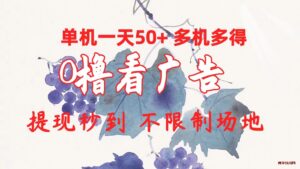 （10241期）0撸看广告 单机一天50+多机多得 提现秒到 不限制场地操作-博学技术网