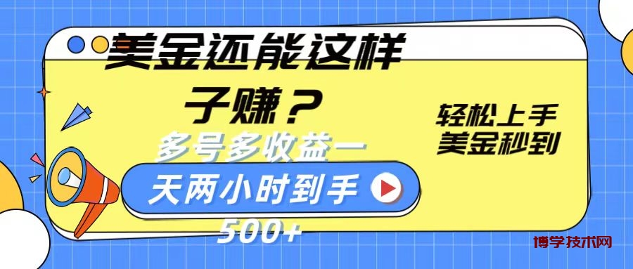 美金还能这样子赚？轻松上手，美金秒到账 多号多收益，一天 两小时，到手500+-博学技术网