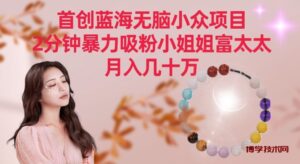 首创蓝海无脑小众项目，2分钟暴力吸粉小姐姐富太太，月入几十万-博学技术网