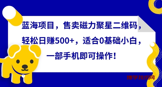 蓝海项目，售卖磁力聚星二维码，轻松日赚500+，适合0基础小白，一部手机即可操作-博学技术网