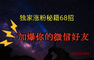 独家引流秘籍68招，深藏多年的压箱底，效果惊人，加爆你的微信好友！-博学技术网