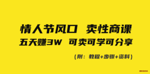 情人节风口！卖性商课，小白五天赚3W，可卖可学可分享！-博学技术网