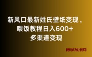 新风口最新姓氏壁纸变现，喂饭教程日入600+-博学技术网