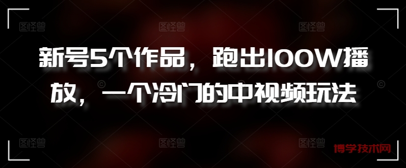 新号5个作品，跑出100W播放，一个冷门的中视频玩法-博学技术网