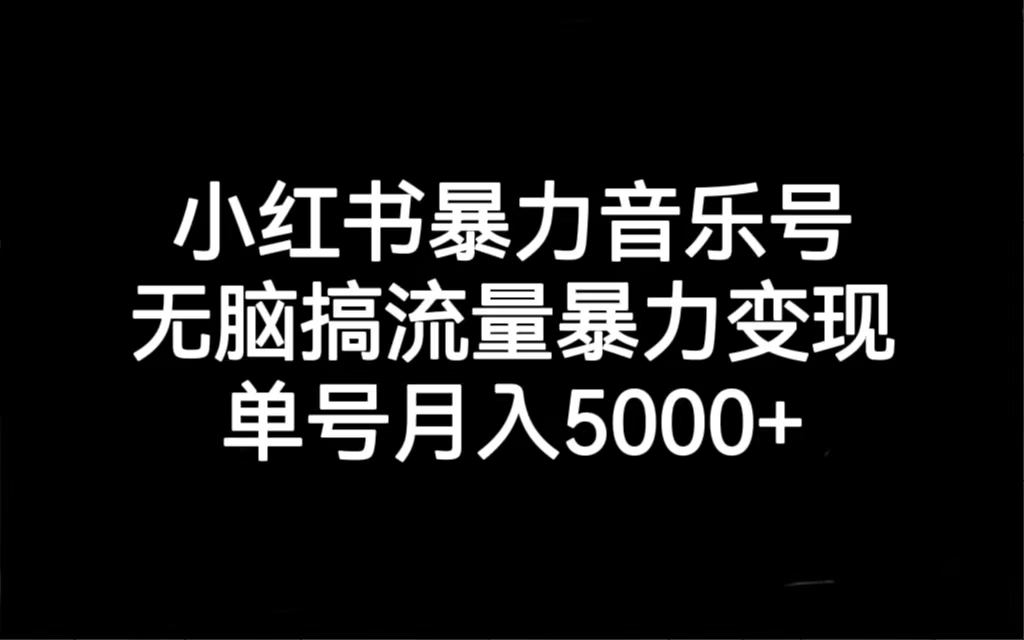 小红书暴力音乐号，无脑搞流量暴力变现，单号月入5000+-博学技术网