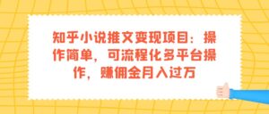 知乎小说推文变现项目：操作简单，可流程化多平台操作，赚佣金月入过万-博学技术网