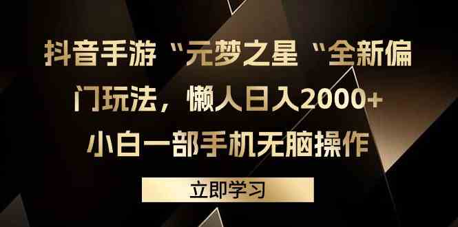 （9456期）抖音手游“元梦之星“全新偏门玩法，懒人日入2000+，小白一部手机无脑操作-博学技术网