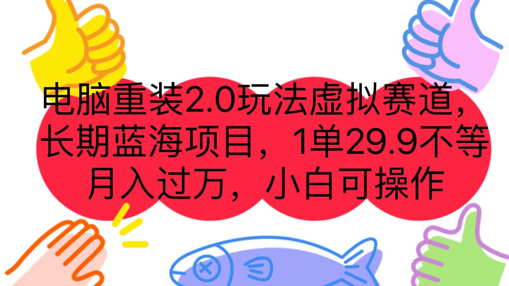 电脑重装2.0玩法虚拟赛道，长期蓝海项目 一单29.9不等 月入过万 小白可操作-博学技术网