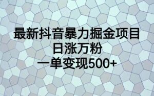 最新抖音暴力掘金项目，日涨万粉，一单变现500+-博学技术网