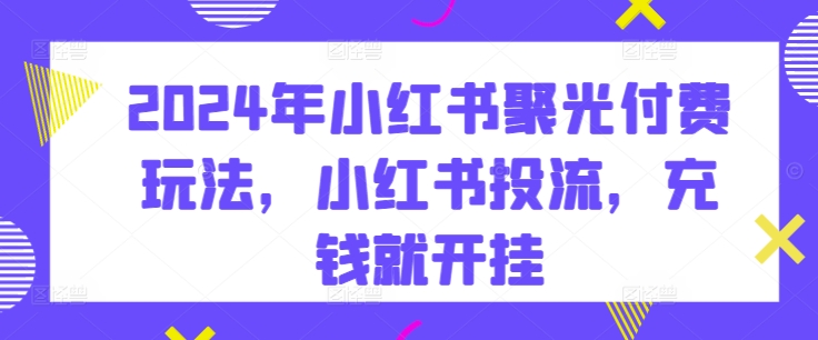 2024年小红书聚光付费玩法，小红书投流，充钱就开挂-博学技术网