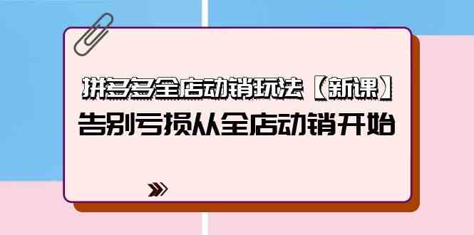（9974期）拼多多全店动销玩法【新课】，告别亏损从全店动销开始（4节视频课）-博学技术网