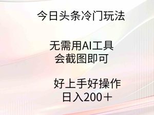 （9468期）今日头条冷门玩法，无需用AI工具，会截图即可。门槛低好操作好上手，日…-博学技术网