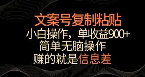 文案号掘金，简单复制粘贴，小白操作，单作品收益900+-博学技术网