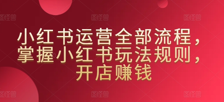 小红书运营全部流程，掌握小红书玩法规则，开店赚钱-博学技术网