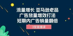 （10112期）流量增长 亚马逊老品广告放量增效打法，短期内广告销量翻倍（3堂直播课）-博学技术网