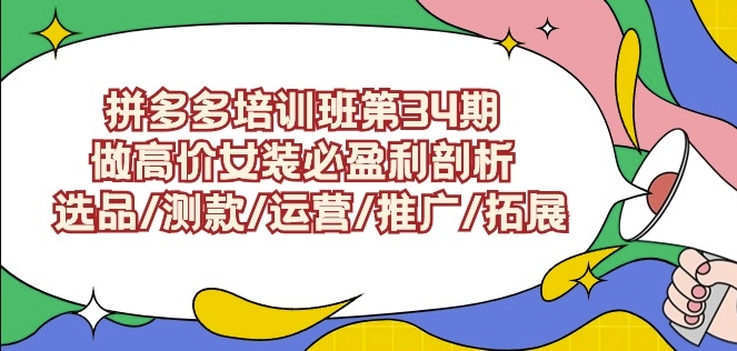 拼多多培训班第34期：做高价女装必盈利剖析选品/测款/运营/推广/拓展-博学技术网