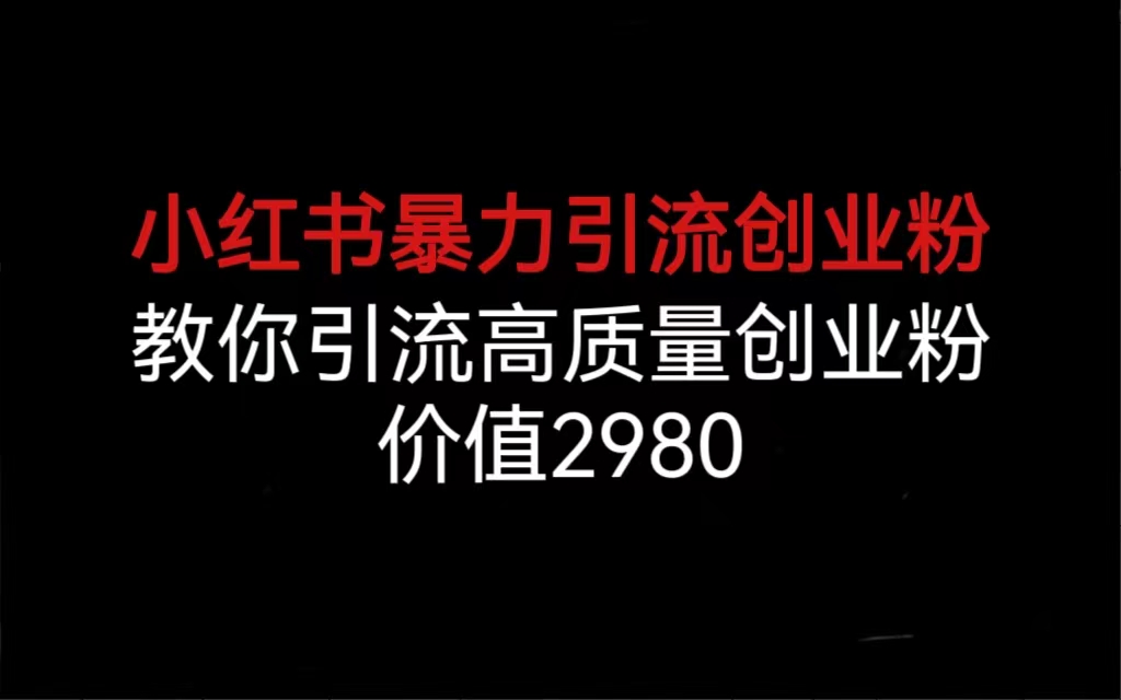 小红书暴力引流创业粉，教你引流高质量创业粉，价值2980-博学技术网