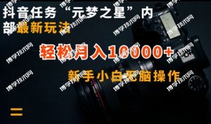 抖音任务“元梦之星”内部最新玩法，新手小白无脑操作，轻松月入10000+-博学技术网