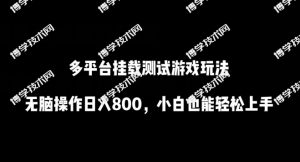 多平台挂载测试游戏玩法，无脑操作日入800，小白也能轻松上手-博学技术网