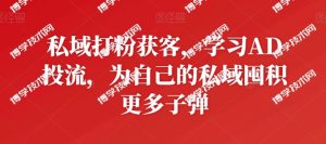 私域打粉获客，学习AD投流，为自己的私域囤积更多子弹-博学技术网