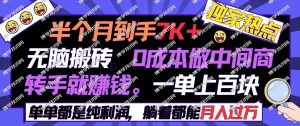（9187期）半个月收益7K+，无脑搬砖，0成本做中间商，转手就赚钱，一单上百块，单…-博学技术网