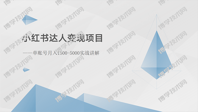 （10720期）小红书达人变现项目：单账号月入1500-3000实战讲解-博学技术网