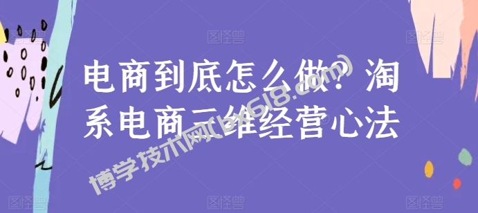 电商到底怎么做？淘系电商三维经营心法-博学技术网