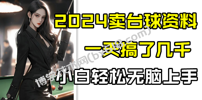 2024卖台球资料，一天搞了几千，小白轻松无脑上手-博学技术网