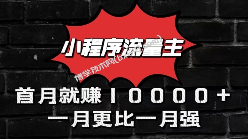 小程序流量主首月就赚10000+，一月更比一月强！小本创业首选-博学技术网