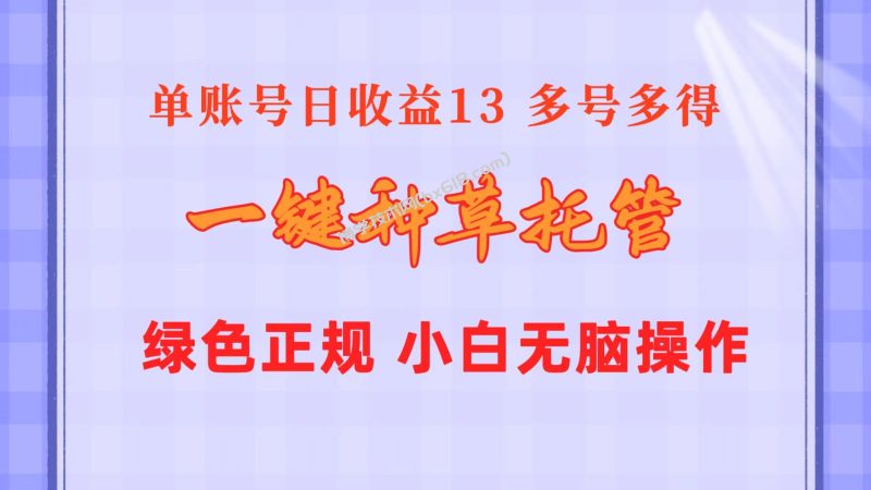 （10776期）一键种草托管 单账号日收益13元  10个账号一天130  绿色稳定 可无限推广-博学技术网