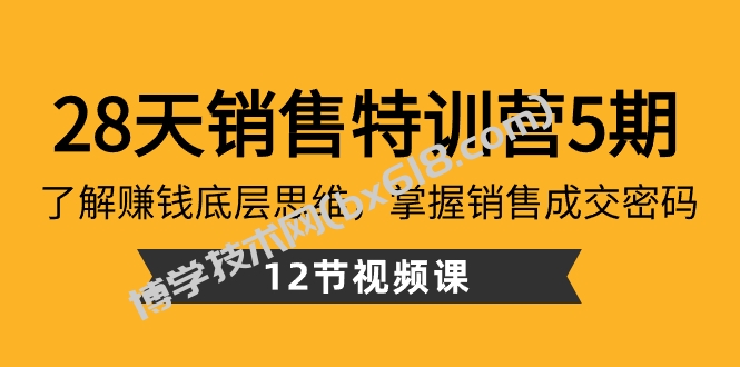 28天·销售特训营5期：了解赚钱底层思维，掌握销售成交密码（12节课）-博学技术网