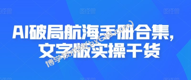 AI破局航海手册合集，文字版实操干货-博学技术网