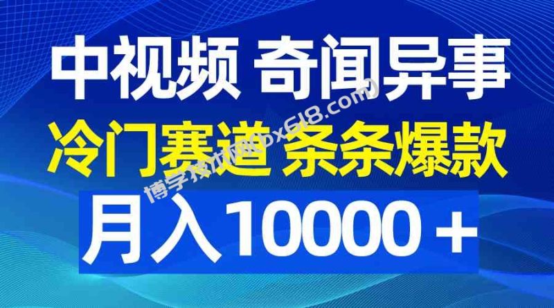 （9627期）中视频奇闻异事，冷门赛道条条爆款，月入10000＋-博学技术网