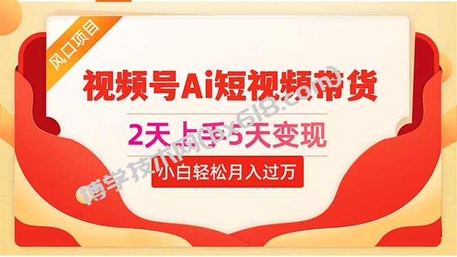 （10807期）2天上手5天变现视频号Ai短视频带货0粉丝0基础小白轻松月入过万-博学技术网