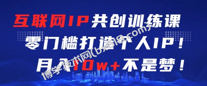互联网IP共创训练课，零门槛零基础打造个人IP，月入10w+不是梦-博学技术网