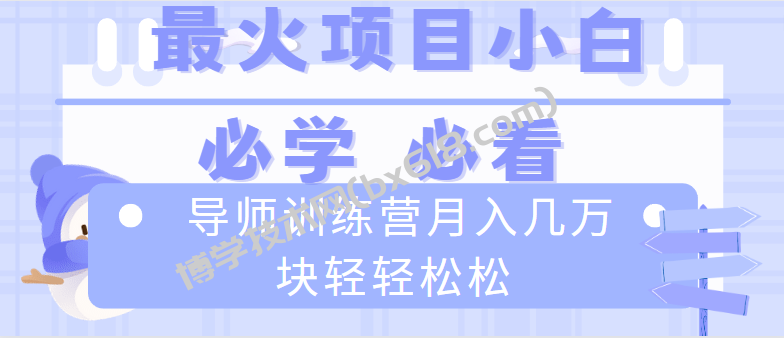 导师训练营互联网最牛逼的项目没有之一，新手小白必学，月入2万+轻轻松松-博学技术网