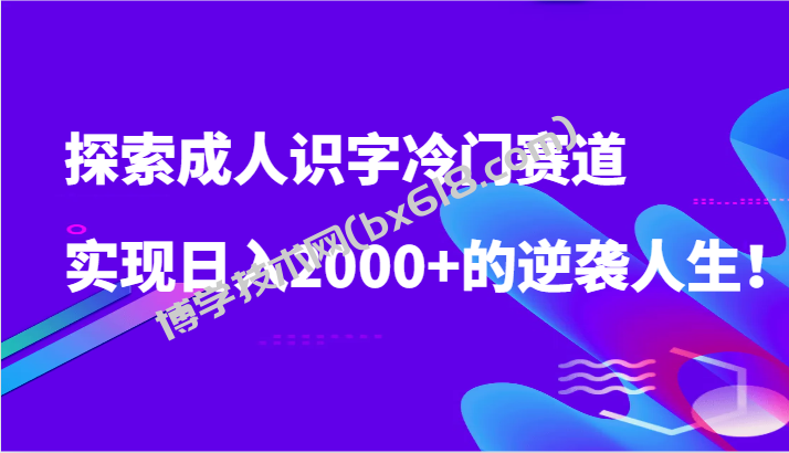 探索成人识字冷门赛道，实现日入2000+的逆袭人生！-博学技术网