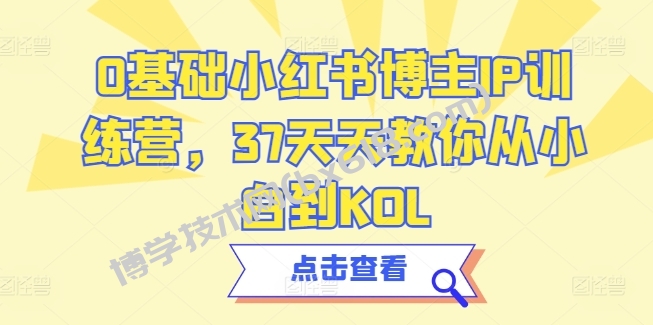 0基础小红书博主IP训练营，37天天教你从小白到KOL-博学技术网