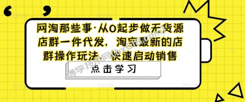 从0起步做无货源店群一件代发，淘宝最新的店群操作玩法，快速启动销售-博学技术网