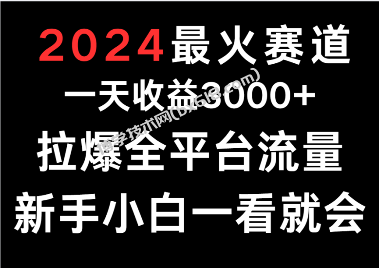 2024最火赛道，一天收一3000+.拉爆全平台流量，新手小白一看就会-博学技术网