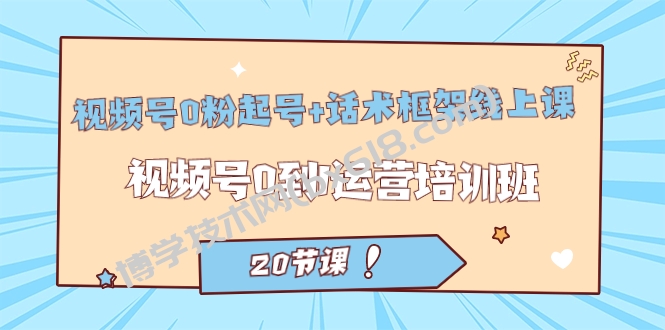视频号·0粉起号+话术框架线上课：视频号0到1运营培训班（20节课）-博学技术网