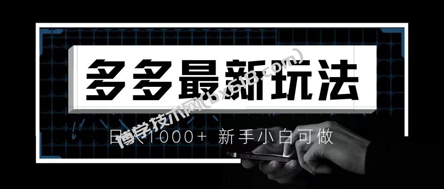 价值4980的拼多多最新玩法，月入3w【新手小白必备项目】-博学技术网