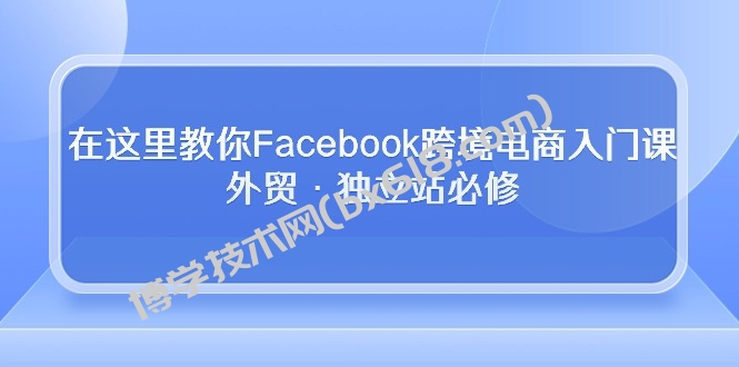 在这里教你Facebook跨境电商入门课，外贸·独立站必修（19节课）-博学技术网