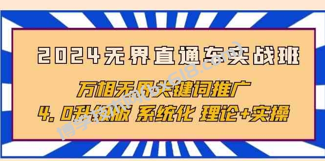 （10075期）2024无界直通车实战班，万相无界关键词推广，4.0升级版 系统化 理论+实操-博学技术网