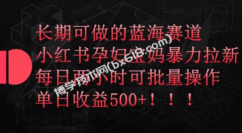 长期可做的蓝海赛道，小红书孕妇宝妈暴力拉新玩法，每日两小时可批量操作，单日收益500+-博学技术网