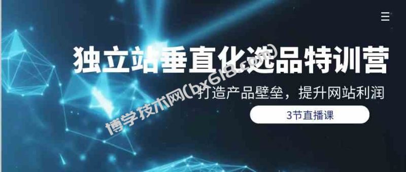 独立站垂直化选品训练营，打造产品壁垒，提升网站利润（3节直播课）-博学技术网