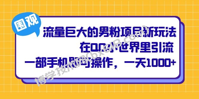 流量巨大的男粉项目新玩法，在QQ小世界里引流 一部手机即可操作，一天1000+-博学技术网