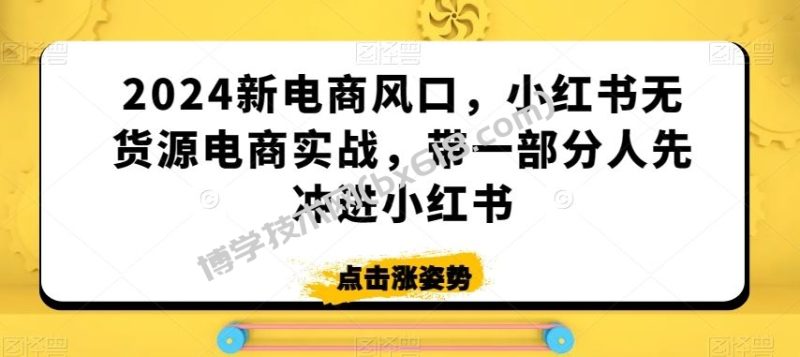 2024新电商风口，小红书无货源电商实战，带一部分人先冲进小红书-博学技术网