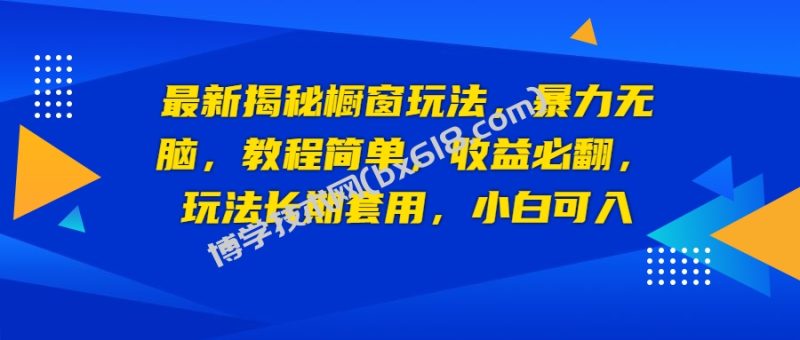 最新揭秘橱窗玩法，暴力无脑，收益必翻，玩法长期套用，小白可入-博学技术网